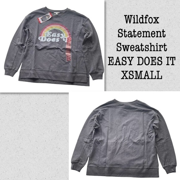 Wildfox Statement sweatshirt Charcoal Gray Easy Does It Graphic - Picture 8 of 9